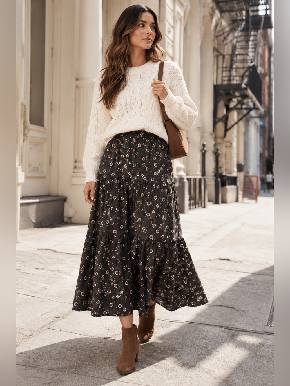 Floral Tiered Maxi Skirt